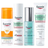 Eucerin Kit - Gel de Limpeza + Gel Hidratante + Sérum + Protetor Solar Facial para a Pele Oleosa à Acneica Kit
